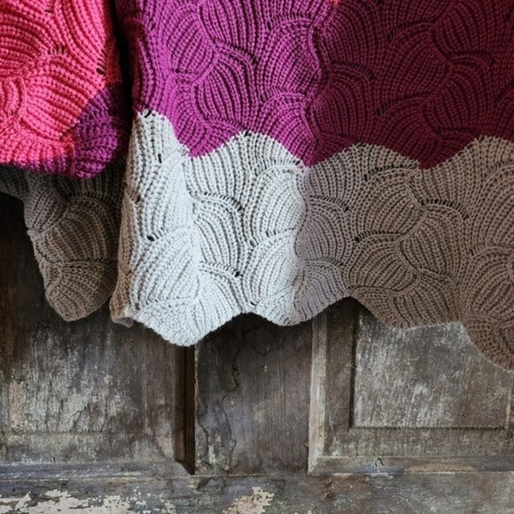 Andree by Unit Coral Colorblock Dolman Sleeve Oversized Sweater Size 1X - Picture 8 of 10